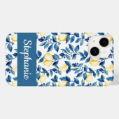 Blauw Geel Aquarel Citroen Naam Case-Mate iPhone Case (Achterkant (horizontaal))