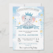 Blauw Geel aquarel olifant jongen babyshower  Kaart (Voorkant)
