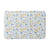 Blauw Geel Aquarel Wilde Bloem Badmat (Voorkant)