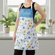 Blauw Geel Aquarel Wilde Bloem Eigen Naam