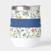 Blauw Geel Aquarel Wilde Bloem Monogram Naam (Links)