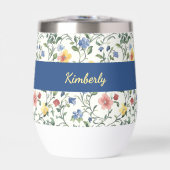 Blauw Geel Aquarel Wilde Bloem Monogram Naam (Voorkant)
