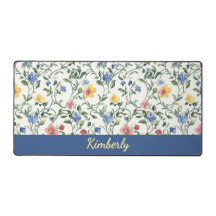 Blauw Geel Aquarel Wilde Bloem Monogram Naam