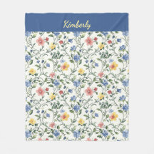 Blauw Geel Aquarel Wilde Bloem Monogram Naam