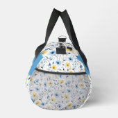 Blauw Geel Aquarel Wilde Bloem Monogram Naam Plunjezak (Rechts)