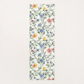 Blauw Geel Aquarel Wilde Bloem Monogram Naam Yogamat (Achterkant)