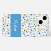 Blauw Geel Aquarel Wilde Bloem Naam Case-Mate iPhone Case (Achterkant (horizontaal))