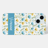 Blauw Geel Aquarel Wilde Bloem Naam Case-Mate iPhone Case (Achterkant (horizontaal))