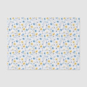 Blauw Geel Aquarel Wilde Bloem Tissuepapier (Voorkant)