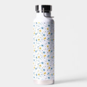 Blauw Geel Aquarel Wilde Bloem  Waterfles (Links)