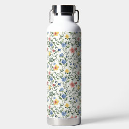 Blauw Geel Aquarel Wilde Bloem  Waterfles