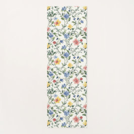 Blauw Geel Aquarel Wilde Bloem  Yogamat