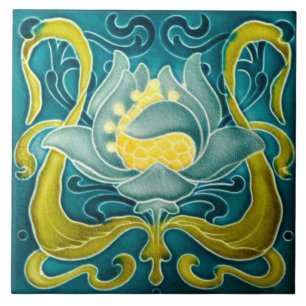Blauw & Geel Art Nouveau Wandtegel Tegeltje