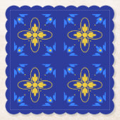 Blauw & Geel Azulejo Kartonnen Onderzetters (Voorkant)