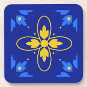 Blauw & Geel Azulejo Kurk Onderzetter (Voorkant)