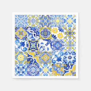 Blauw & Geel Azulejo Portugese Majolica Mozaïek Servet