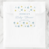 blauw geel Baby shower Favor Vierkante Sticker (Tas)