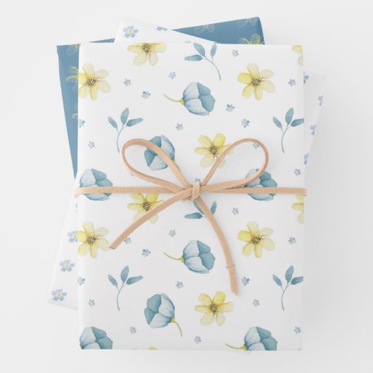  blauw geel Baby shower Inpakpapier Vel (In situ)