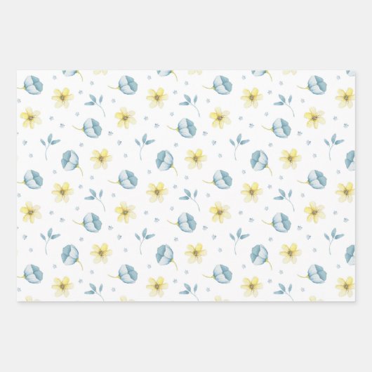  blauw geel Baby shower Inpakpapier Vel (Voorkant)