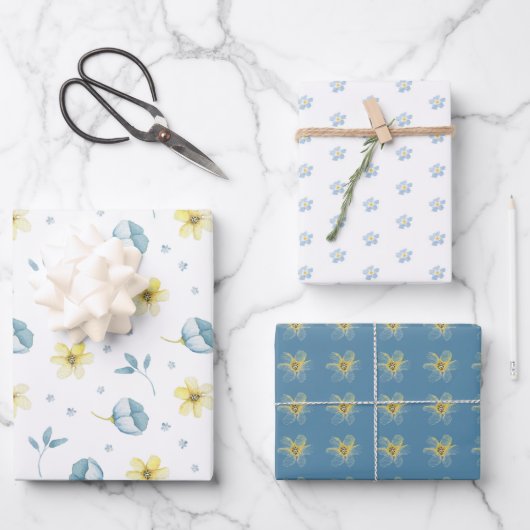  blauw geel Baby shower Inpakpapier Vel (Voorkant)