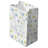  blauw geel Baby shower Medium Cadeauzakje (Voorkant Gekanteld)