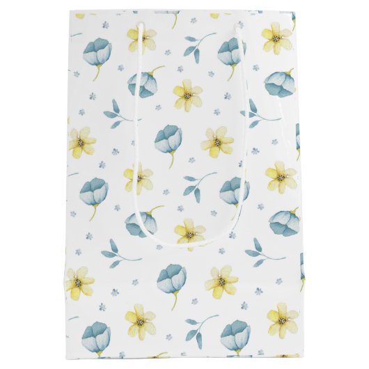  blauw geel Baby shower Medium Cadeauzakje (Achterkant)