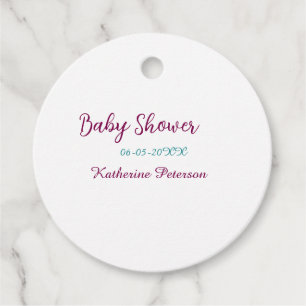 Blauw geel baby shower naam datum dier oor cute bedankjes labels