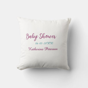 Blauw geel baby shower naam datum dier oor cute kussen