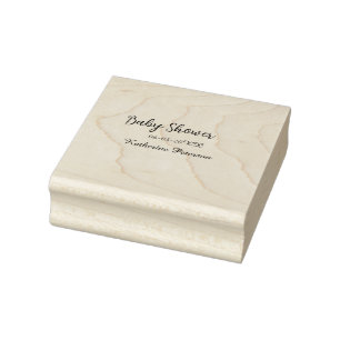 Blauw geel baby shower naam datum dier oor cute  rubberstempel