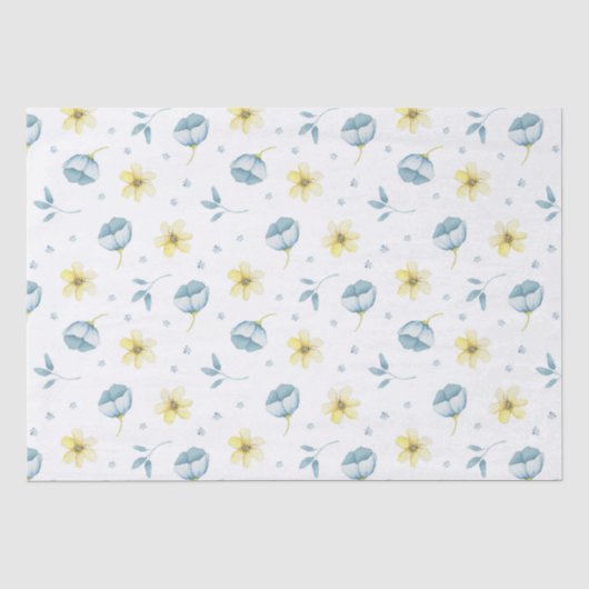 blauw geel Baby shower Tissuepapier (Voorkant)