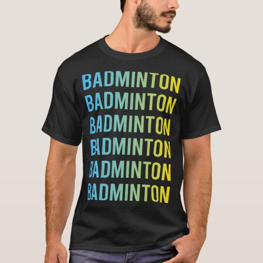 Blauw Geel Badminton T-shirt (Voorkant)