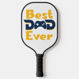 Blauw & Geel Beste Papa Ooit Gamer Papa Vaderdag Pickleball Paddle