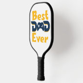 Blauw & Geel Beste Papa Ooit Gamer Papa Vaderdag Pickleball Paddle (Links)