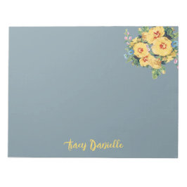 Blauw & Geel Bloem Boeket Aangepast  Notitieblok