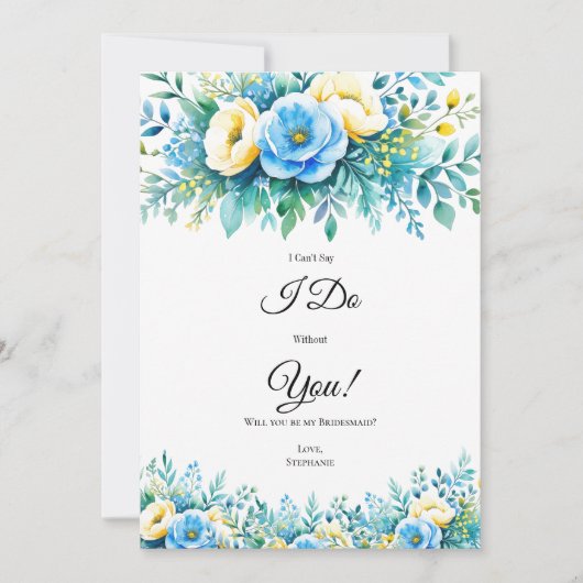 Blauw Geel Bloemen Bruids Partij Voorstel Kaarten (Voorkant)