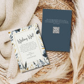 Blauw Geel Bloemen Elegant Bruiloft Wishing Well Informatiekaartje