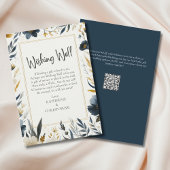 Blauw Geel Bloemen Elegant Bruiloft Wishing Well Informatiekaartje