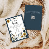 Blauw Geel Bloemen Formele Elegante Huwelijkshotel Informatiekaartje