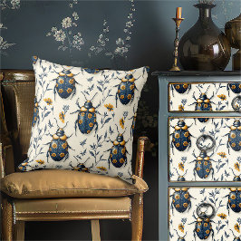  Blauw Geel Bloemen Kever Cottagecore Kussen