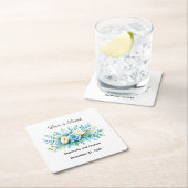 Blauw Geel Bloemen Liefde Is Sweet Wedding Kartonnen Onderzetters (Insitu)