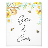 Blauw Geel Bloemen Mama To Bee Baby shower teken Foto Afdruk (Voorkant)