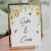 Blauw Geel Bloemen Mama To Bee Baby shower teken Foto Afdruk