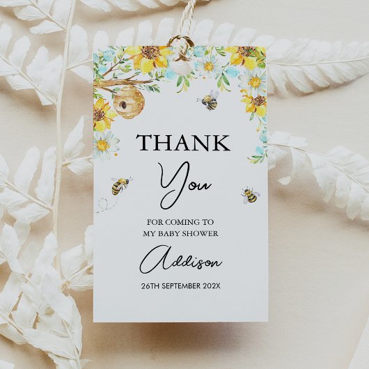 Blauw Geel Bloemen Mama Voor Bijen Baby shower Cadeaulabel