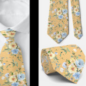 Blauw Geel Bloemen Stropdas stropdas