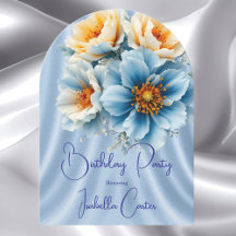  Blauw Geel Bloemen Verjaardagsfeest