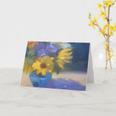 Blauw & Geel Bloemen Wenskaart Kaart (Gele Bloem)