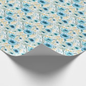 Blauw & Geel Bloemen Wrapping Papier (Hoek)