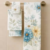 Blauw Geel Bloemen Zachte Badkamer Handdoek Set va