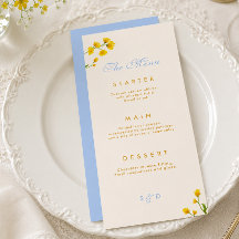 Blauw & Geel Bloemendesign Trouwmenu