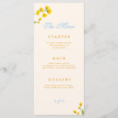Blauw & Geel Bloemendesign Trouwmenu Menu (Voorkant)